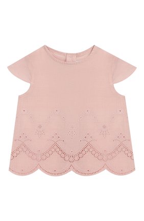 Детский хлопковая блузка TARTINE ET CHOCOLAT светло-розового цвета, арт. TN12031/6M-18M | Фото 1 (Материал внешний: Хлопок; Рукава: Короткие; Статус проверки: Проверено, Проверена категория; Кросс-КТ НВ: Рубашка)