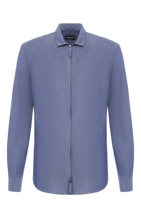 Мужская рубашка из вискозы GIORGIO ARMANI синего цвета по цене 59900 руб., арт. 8WGCCZ5H/TZ222 | Фото 1 Мужская рубашка из вискозы GIORGIO ARMANI синего цвета, арт. 8WGCCZ5H/TZ222 | Фото 1 (Статус проверки: Проверено, Проверена категория; Длина (для топов): Стандартные; Рукава: Длинные; Случай: Повседневный; Принт: Однотонные; Воротник: Акула; Материал внешний: Вискоза; Манжеты: На пуговицах; Мужское Кросс-КТ: Рубашка-одежда)