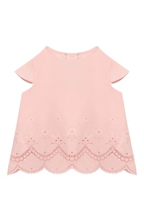 Детский хлопковая блузка TARTINE ET CHOCOLAT светло-розового цвета, арт. TN12031/2A-3A | Фото 1 (Материал внешний: Хлопок; Рукава: Короткие; Статус проверки: Проверено, Проверена категория; Кросс-КТ НВ: Рубашка)