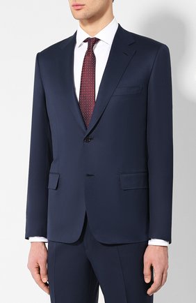 Мужской шерстяной костюм BRIONI темно-синего цвета по цене 386500 руб., арт. RAI30T/P4AHW/PARLAMENT0 | Фото 2 Мужской шерстяной костюм BRIONI темно-синего цвета, арт. RAI30T/P4AHW/PARLAMENT0 | Фото 2 (Big photo: Big photo; Рукава: Длинные; Материал внешний: Шерсть; Костюмы М: Однобортный; Стили: Классический)