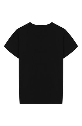Детская хлопковая футболка BALMAIN черного цвета, арт. 6K8611/KX080/4-10 | Фото 2 (Рукава: Короткие; Материал внешний: Хлопок; Девочки Кросс-КТ: футболка-одежда; Принт: С принтом; Статус проверки: Проверена категория)