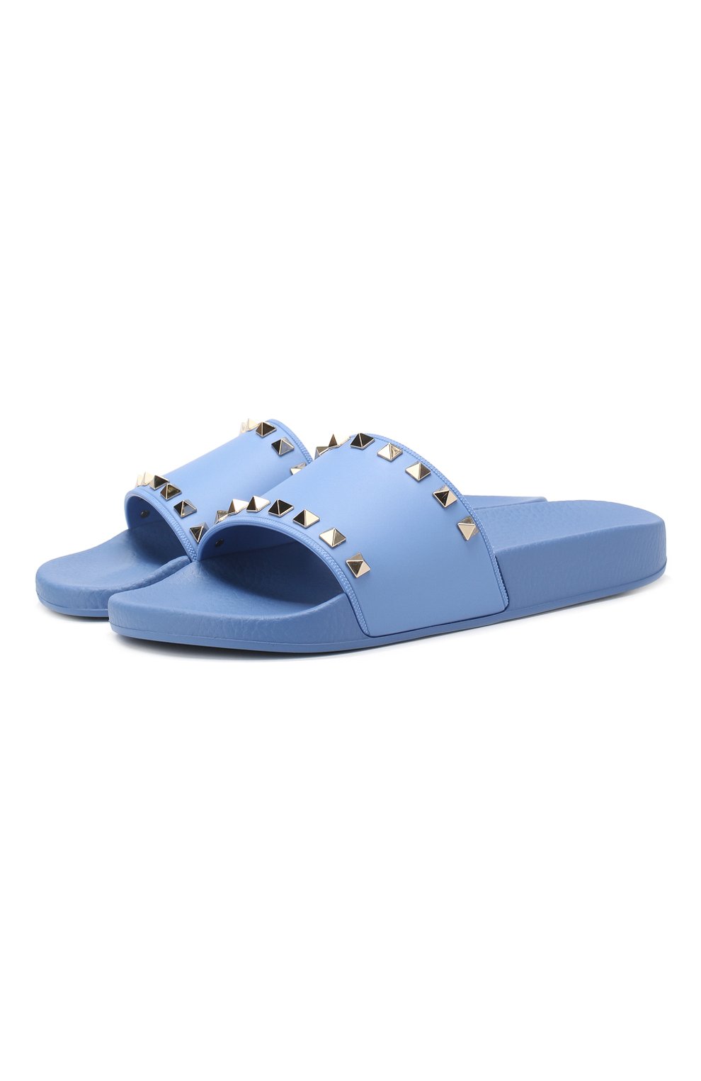 Резиновые шлепанцы Valentino Garavani Rockstud Valentino голубые | Фото №1