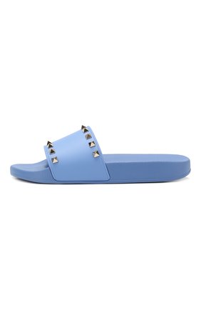 Женские голубые резиновые шлепанцы valentino garavani rockstud Valentino, арт. RW2S0076/PVS купить в ЦУМ | Фото №3 Резиновые шлепанцы Valentino Garavani Rockstud Valentino голубые | Фото №3