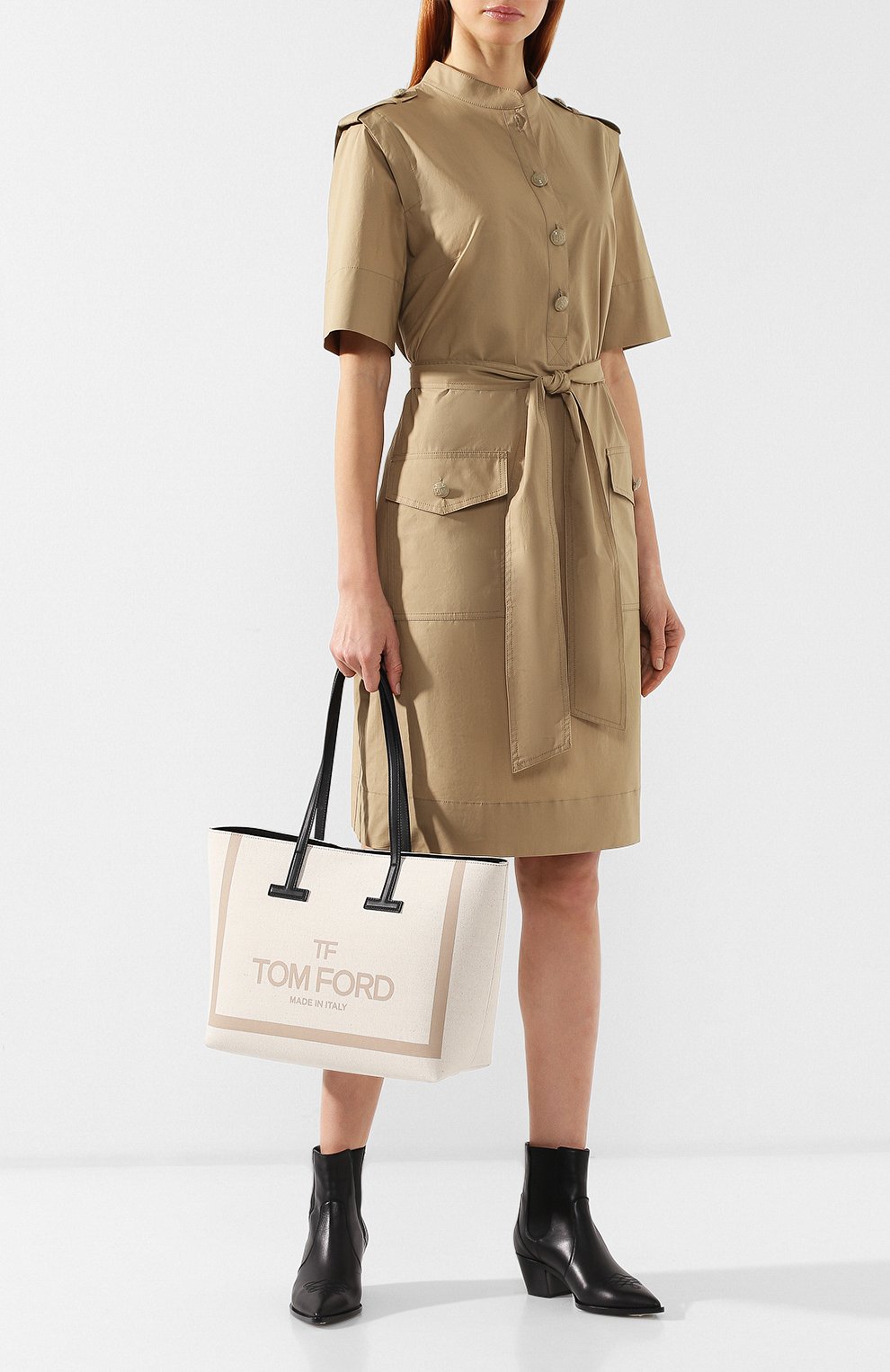 Женская сумка t tote small TOM FORD кремовая цвета, арт. LM955T-F33 купить в ЦУМ | Фото №2 Сумка T Tote small Tom Ford кремовая цвета | Фото №2