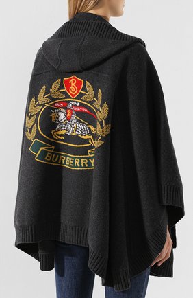 Женская темно-серая шерстяное пончо Burberry, арт. 4078522 купить в ЦУМ | Фото №4 Шерстяное пончо Burberry темно-серая | Фото №4