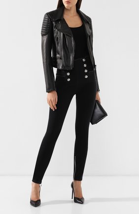 Женские черные джинсы с завышенной талией Balmain, арт. RF15307/D027 купить в ЦУМ | Фото №2 Джинсы с завышенной талией Balmain черные | Фото №2
