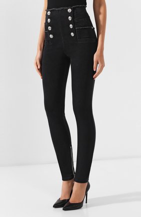 Женские черные джинсы с завышенной талией Balmain, арт. RF15307/D027 купить в ЦУМ | Фото №3 Джинсы с завышенной талией Balmain черные | Фото №3