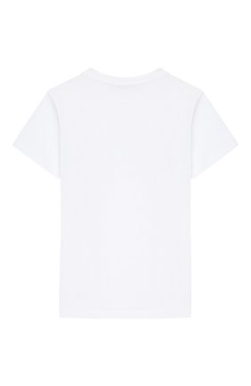 Детская хлопковая футболка BALMAIN белого цвета, арт. 6K8611/KX080/12-16 | Фото 2 (Рукава: Короткие; Материал внешний: Хлопок; Девочки Кросс-КТ: футболка-одежда; Статус проверки: Проверена категория; Принт: С принтом)