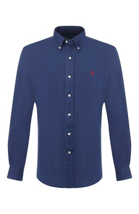 Льняная рубашка с воротником button down | Фото №1 Льняная рубашка с воротником button down | Фото №1