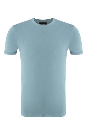 Мужская футболка из вискозы GIORGIO ARMANI бирюзового цвета по цене 19350 руб., арт. 8NST52/SJP4Z | Фото 1 Мужская футболка из вискозы GIORGIO ARMANI бирюзового цвета, арт. 8NST52/SJP4Z | Фото 1