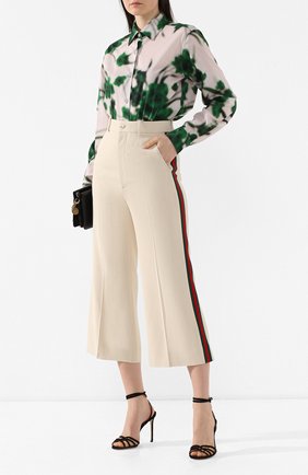 Женские кремовые укороченные брюки с лампасами Gucci, арт. 523250/ZKR01 купить в ЦУМ | Фото №2 Укороченные брюки с лампасами Gucci кремовые | Фото №2