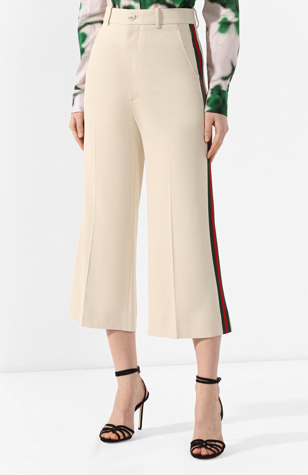 Женские кремовые укороченные брюки с лампасами Gucci, арт. 523250/ZKR01 купить в ЦУМ | Фото №3 Укороченные брюки с лампасами Gucci кремовые | Фото №3