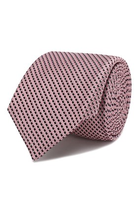 Мужской шелковый галстук BOSS розового цвета, арт. 50407103 | Фото 1 (Материал: Шелк, Текстиль; Статус проверки: Проверено; Принт: С принтом)