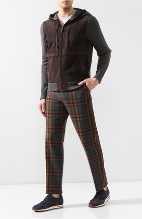 Мужской кардиган из смеси кашемира и льна с кожаной отделкой ZEGNA COUTURE серого цвета по цене 250500 руб., арт. CSL64/IB2 | Фото 2 Мужской кардиган из смеси кашемира и льна с кожаной отделкой ZEGNA COUTURE серого цвета, арт. CSL64/IB2 | Фото 2