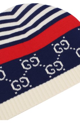 Детского хлопковая шапка GUCCI синего цвета по цене 7200 руб., арт. 556638/4K111 | Фото 3 Детского хлопковая шапка GUCCI синего цвета, арт. 556638/4K111 | Фото 3