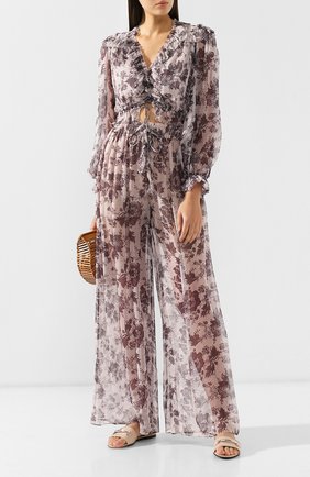 Женские бежевые шелковые брюки Zimmermann, арт. 5500PJUN купить в ЦУМ | Фото №2 Женские бежевые шелковые брюки Zimmermann
