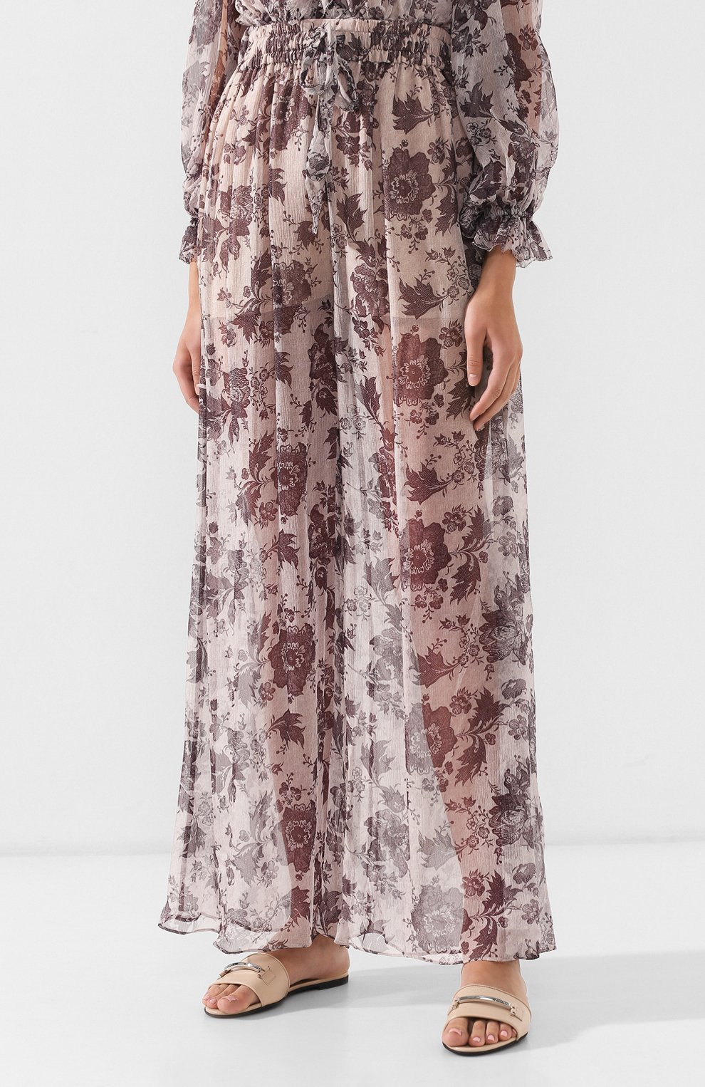 Женские бежевые шелковые брюки Zimmermann, арт. 5500PJUN купить в ЦУМ | Фото №3 Женские бежевые шелковые брюки Zimmermann