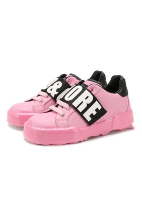 Детские кожаные кеды DOLCE & GABBANA розового цвета по цене 22200 руб., арт. D10824/AK429/24-28 | Фото 1 Детские кожаные кеды DOLCE & GABBANA розового цвета, арт. D10824/AK429/24-28 | Фото 1