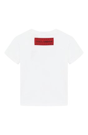 Детский хлопковая футболка DOLCE & GABBANA белого цвета по цене 12900 руб., арт. L2JTBE/G7RHZ | Фото 2 Детский хлопковая футболка DOLCE & GABBANA белого цвета, арт. L2JTBE/G7RHZ | Фото 2