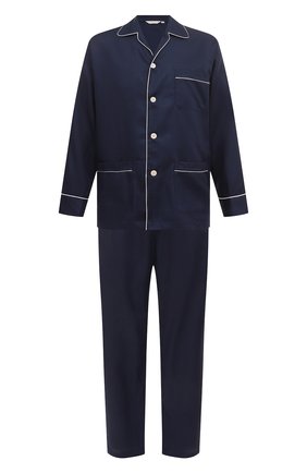 Мужская хлопковая пижама DEREK ROSE темно-синего цвета, арт. 5005-L0MB006 | Фото 1 (Длина (брюки, джинсы): Стандартные; Материал внешний: Хлопок; Статус проверки: Проверена категория, Проверено; Длина (для топов): Стандартные; Рукава: Длинные; Кросс-КТ: домашняя одежда)