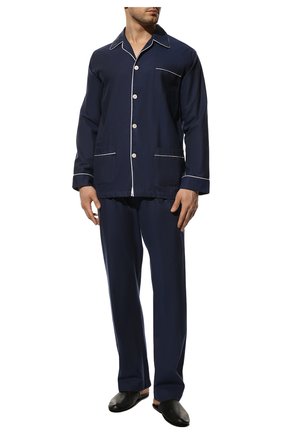 Мужская хлопковая пижама DEREK ROSE темно-синего цвета, арт. 5005-L0MB006 | Фото 2 (Длина (брюки, джинсы): Стандартные; Материал внешний: Хлопок; Статус проверки: Проверена категория, Проверено; Длина (для топов): Стандартные; Рукава: Длинные; Кросс-КТ: домашняя одежда)