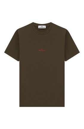 Детская хлопковая футболка STONE ISLAND хаки цвета по цене 5590 руб., арт. 701621452/10-14 | Фото 1 Детская хлопковая футболка STONE ISLAND хаки цвета, арт. 701621452/10-14 | Фото 1