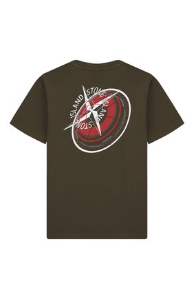 Детская хлопковая футболка STONE ISLAND хаки цвета по цене 4995 руб., арт. 701621452/6-8 | Фото 2 Детская хлопковая футболка STONE ISLAND хаки цвета, арт. 701621452/6-8 | Фото 2