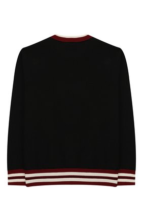 Детский шерстяной пуловер DOLCE & GABBANA черного цвета по цене 26000 руб., арт. L4KW25/JAVLX/2-6 | Фото 2 Детский шерстяной пуловер DOLCE & GABBANA черного цвета, арт. L4KW25/JAVLX/2-6 | Фото 2