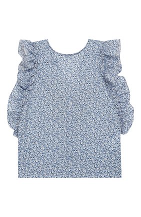 Детское хлопковая блузка без рукавов IL GUFO голубого цвета, арт. P19CC052C4042/2A-4A | Фото 1 (Материал внешний: Хлопок; Рукава: Короткие; Статус проверки: Проверена категория)