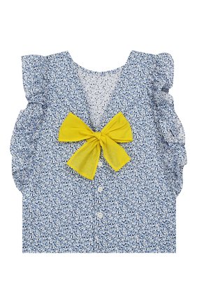Детское хлопковая блузка без рукавов IL GUFO голубого цвета, арт. P19CC052C4042/2A-4A | Фото 2 (Материал внешний: Хлопок; Рукава: Короткие; Статус проверки: Проверена категория)