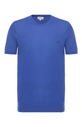 Мужская хлопковая футболка BRIONI синего цвета по цене 47250 руб., арт. UMR00L/P8K34 | Фото 1 Мужская хлопковая футболка BRIONI синего цвета, арт. UMR00L/P8K34 | Фото 1 (Материал внешний: Хлопок; Статус проверки: Проверено, Проверена категория; Мужское Кросс-КТ: Футболка-одежда; Длина (для топов): Стандартные; Рукава: Короткие; Вырез: Круглый; Принт: Без принта; Стили: Кэжуэл)