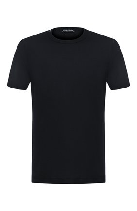 Мужская хлопковая футболка DOLCE & GABBANA темно-синего цвета по цене 27550 руб., арт. G8HI7T/FU7EQ | Фото 1 Мужская хлопковая футболка DOLCE & GABBANA темно-синего цвета, арт. G8HI7T/FU7EQ | Фото 1 (Рукава: Короткие; Мужское Кросс-КТ: Футболка-одежда; Длина (для топов): Стандартные; Материал внешний: Хлопок; Big photo: Big photo; Принт: Без принта; Стили: Кэжуэл; Статус проверки: Проверена категория; Региональные ограничения белый список (Axapta Mercury): RU)