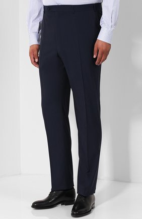Мужские шерстяные брюки CANALI темно-синего цвета, арт. 71012/AT00552/60-64 | Фото 3 (Материал внешний: Шерсть; Big photo: Big photo; Длина (брюки, джинсы): Стандартные; Стили: Классический; Случай: Формальный)