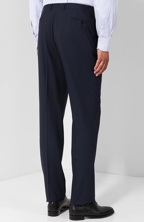 Мужские шерстяные брюки CANALI темно-синего цвета, арт. 71012/AT00552/60-64 | Фото 4 (Материал внешний: Шерсть; Big photo: Big photo; Длина (брюки, джинсы): Стандартные; Стили: Классический; Случай: Формальный)