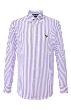 Мужская хлопковая сорочка с воротником button down RALPH LAUREN фиолетового цвета по цене 48550 руб., арт. 790730896 | Фото 1 Мужская хлопковая сорочка с воротником button down RALPH LAUREN фиолетового цвета, арт. 790730896 | Фото 1 (Статус проверки: Проверено, Проверена категория; Материал внешний: Хлопок; Длина (для топов): Стандартные; Рукава: Длинные; Принт: Полоска; Случай: Повседневный; Манжеты: На пуговицах; Мужское Кросс-КТ: Сорочка-одежда; Воротник: Button down)