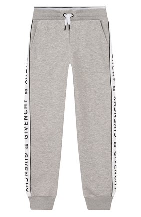 Детские хлопковые джоггеры GIVENCHY серого цвета по цене 13650 руб., арт. H24035/6A-12A | Фото 1 Детские хлопковые джоггеры GIVENCHY серого цвета, арт. H24035/6A-12A | Фото 1