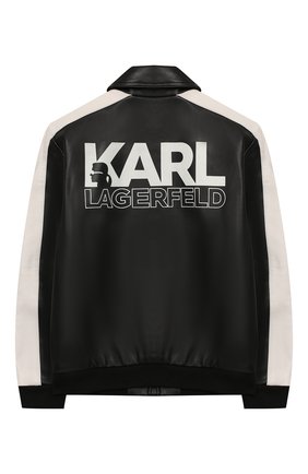 Детского кожаная куртка KARL LAGERFELD KIDS черного цвета по цене 39950 руб., арт. Z26050/14A-16A | Фото 2 Детского кожаная куртка KARL LAGERFELD KIDS черного цвета, арт. Z26050/14A-16A | Фото 2