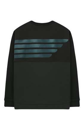 Детский хлопковый свитшот EMPORIO ARMANI темно-зеленого цвета по цене 11650 руб., арт. 3G4M75/1J36Z | Фото 2 Детский хлопковый свитшот EMPORIO ARMANI темно-зеленого цвета, арт. 3G4M75/1J36Z | Фото 2