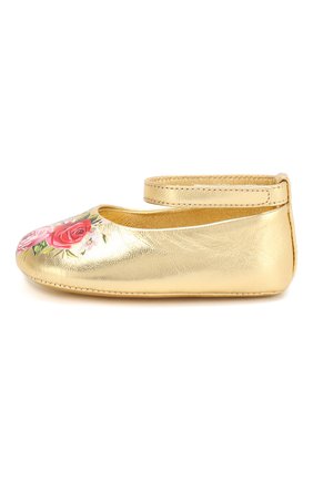 Детского кожаные пинетки DOLCE & GABBANA золотого цвета по цене 13700 руб., арт. DK0065/AA041 | Фото 2 Детского кожаные пинетки DOLCE & GABBANA золотого цвета, арт. DK0065/AA041 | Фото 2