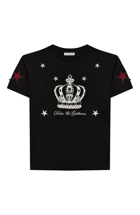 Детская хлопковая футболка DOLCE & GABBANA черного цвета по цене 14400 руб., арт. L4JT7N/G7RM0/2-6 | Фото 1 Детская хлопковая футболка DOLCE & GABBANA черного цвета, арт. L4JT7N/G7RM0/2-6 | Фото 1