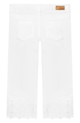 Детские укороченные джинсы с вышивкой POLO RALPH LAUREN белого цвета, арт. 311735341 | Фото 2 (Материал внешний: Хлопок; Статус проверки: Проверено; Кросс-КТ: джинсы; Детали: Декор, Однотонный)