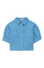Детская джинсовая куртка MONNALISA голубого цвета, арт. 173107 | Фото 1 (Кросс-КТ: Деним, Лето; Рукава: Короткие; Материал внешний: Хлопок; Статус проверки: Проверено, Проверена категория)