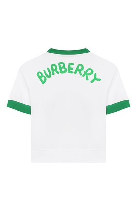 Детский хлопковая футболка BURBERRY белого цвета по цене 7345 руб., арт. 8006968 | Фото 2 Детский хлопковая футболка BURBERRY белого цвета, арт. 8006968 | Фото 2