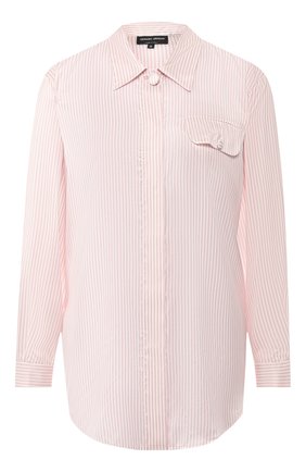 Женская шелковая рубашка GIORGIO ARMANI розового цвета по цене 113500 руб., арт. 9SHCCZ10/TZ195 | Фото 1 Женская шелковая рубашка GIORGIO ARMANI розового цвета, арт. 9SHCCZ10/TZ195 | Фото 1 (Материал внешний: Шелк; Рукава: Длинные; Женское Кросс-КТ: Рубашка-одежда; Принт: Полоска, С принтом; Длина (для топов): Удлиненные; Статус проверки: Проверена категория)