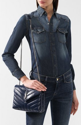 Женская сумка monogram loulou small SAINT LAURENT синего цвета по цене 124000 руб., арт. 494699/DV726 | Фото 5 Женская сумка monogram loulou small SAINT LAURENT синего цвета, арт. 494699/DV726 | Фото 5