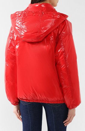 Женская куртка с капюшоном GIVENCHY красного цвета, арт. BW004P101L | Фото 4 (Кросс-КТ: Куртка; Рукава: Длинные; Женское Кросс-КТ: Пуховик-куртка; Материал внешний: Синтетический материал; Материал подклада: Синтетический материал; Длина (верхняя одежда): Короткие; Статус проверки: Проверена категория)