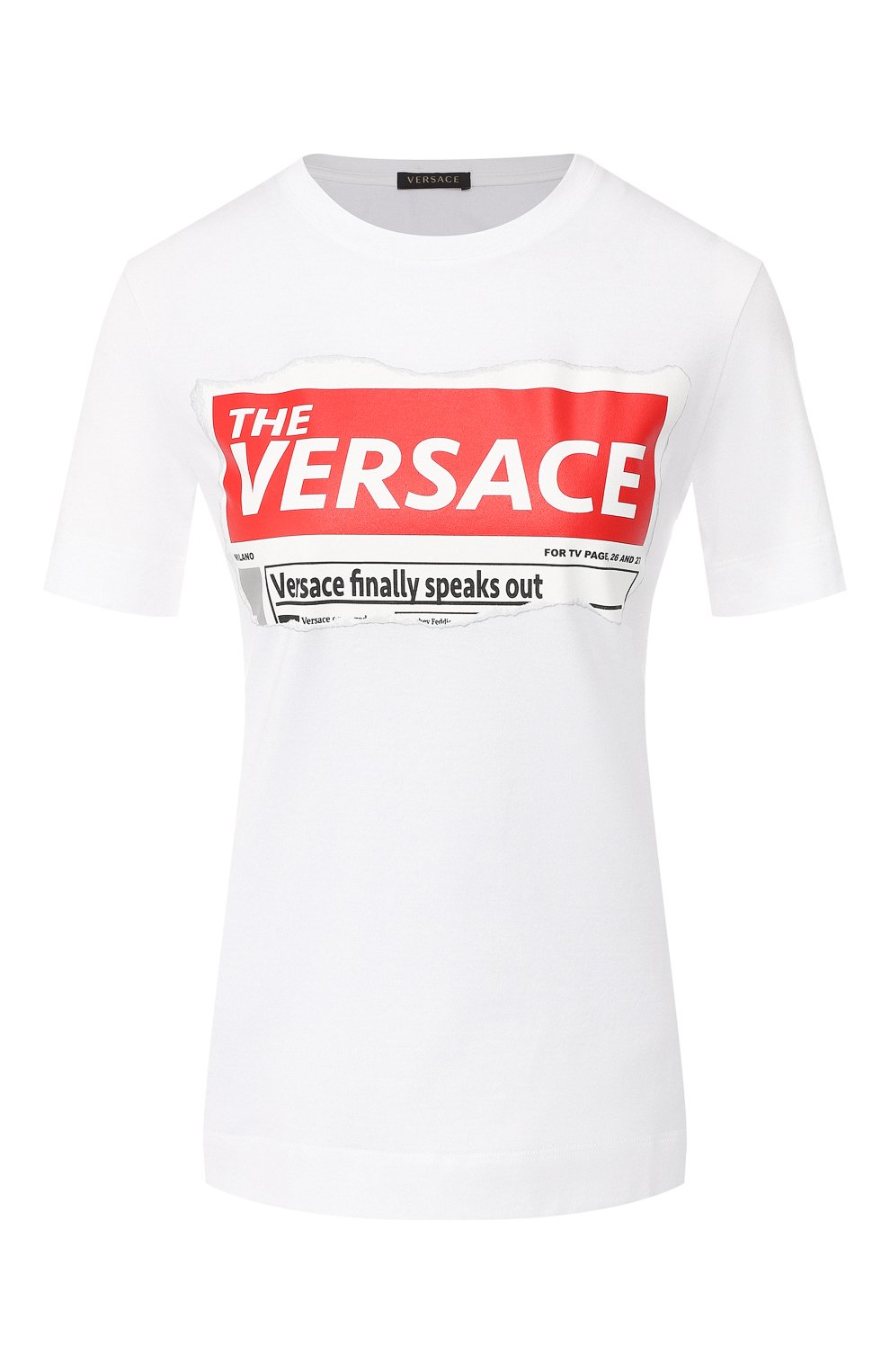 Женская белая хлопковая футболка VERSACE купить в интернет-магазине ЦУМ ...