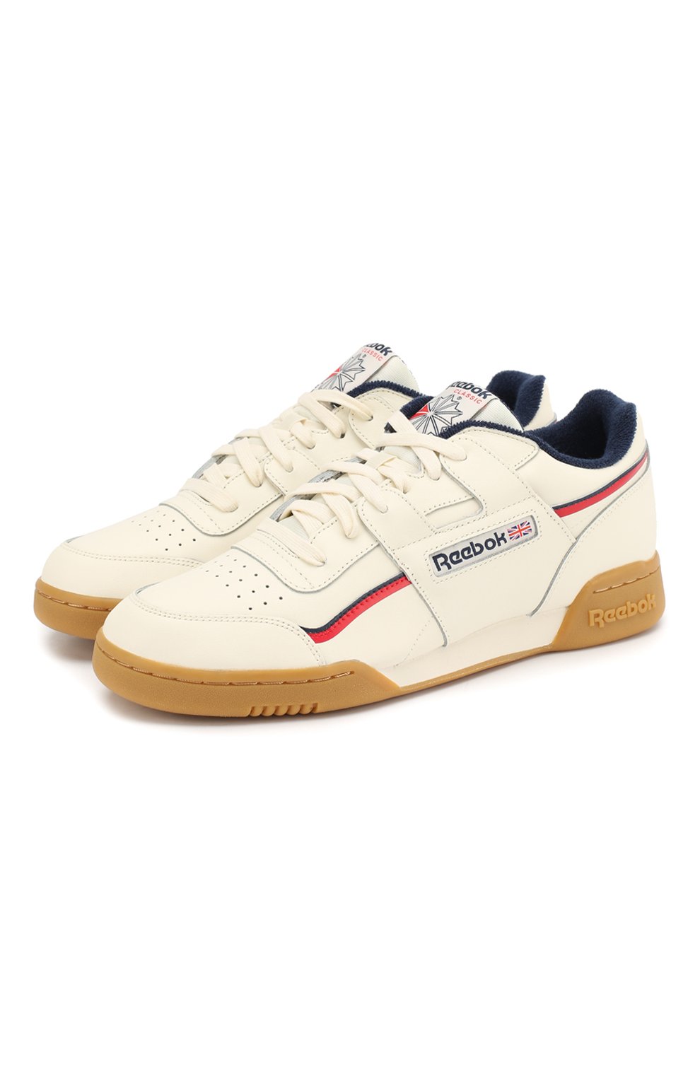 Мужские белые кожаные кеды workout plus mu REEBOK купить в  интернет-магазине ЦУМ, арт. DV4293