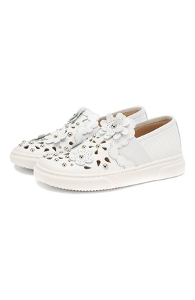 Детские кожаные слипоны ERMANNO SCERVINO белого цвета по цене 21500 руб., арт. 60999/28-35 | Фото 1 Детские кожаные слипоны ERMANNO SCERVINO белого цвета, арт. 60999/28-35 | Фото 1 (Статус проверки: Проверено; Материал внешний: Кожа; Материал внутренний: Натуральная кожа)