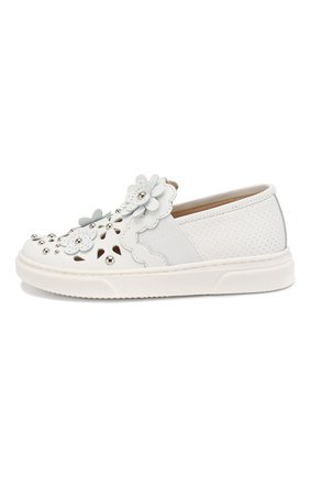 Детские кожаные слипоны ERMANNO SCERVINO белого цвета по цене 21500 руб., арт. 60999/28-35 | Фото 2 Детские кожаные слипоны ERMANNO SCERVINO белого цвета, арт. 60999/28-35 | Фото 2 (Статус проверки: Проверено; Материал внешний: Кожа; Материал внутренний: Натуральная кожа)
